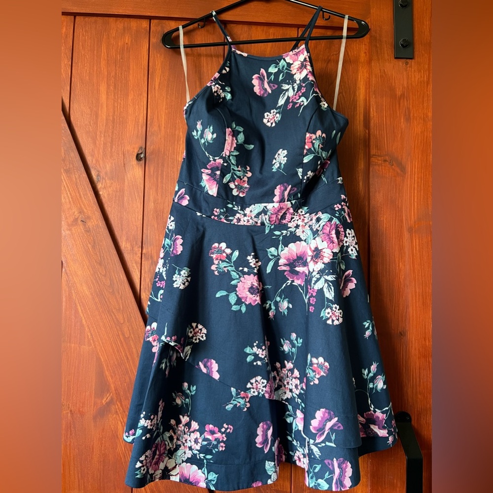 SPEECHLESS NAVY BLUSH FLORAL ALINE DRESS 👗 SEMI FORMAL SIZE 11